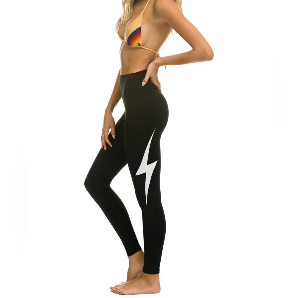 Aviator Nation Black Lightning Bolt Leggings